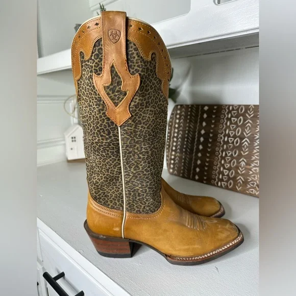 Ariat Crossfire Leopard Flare Leather Wester Cowboy Boots Women's - Size 8.5 B - Picture 4 of 8